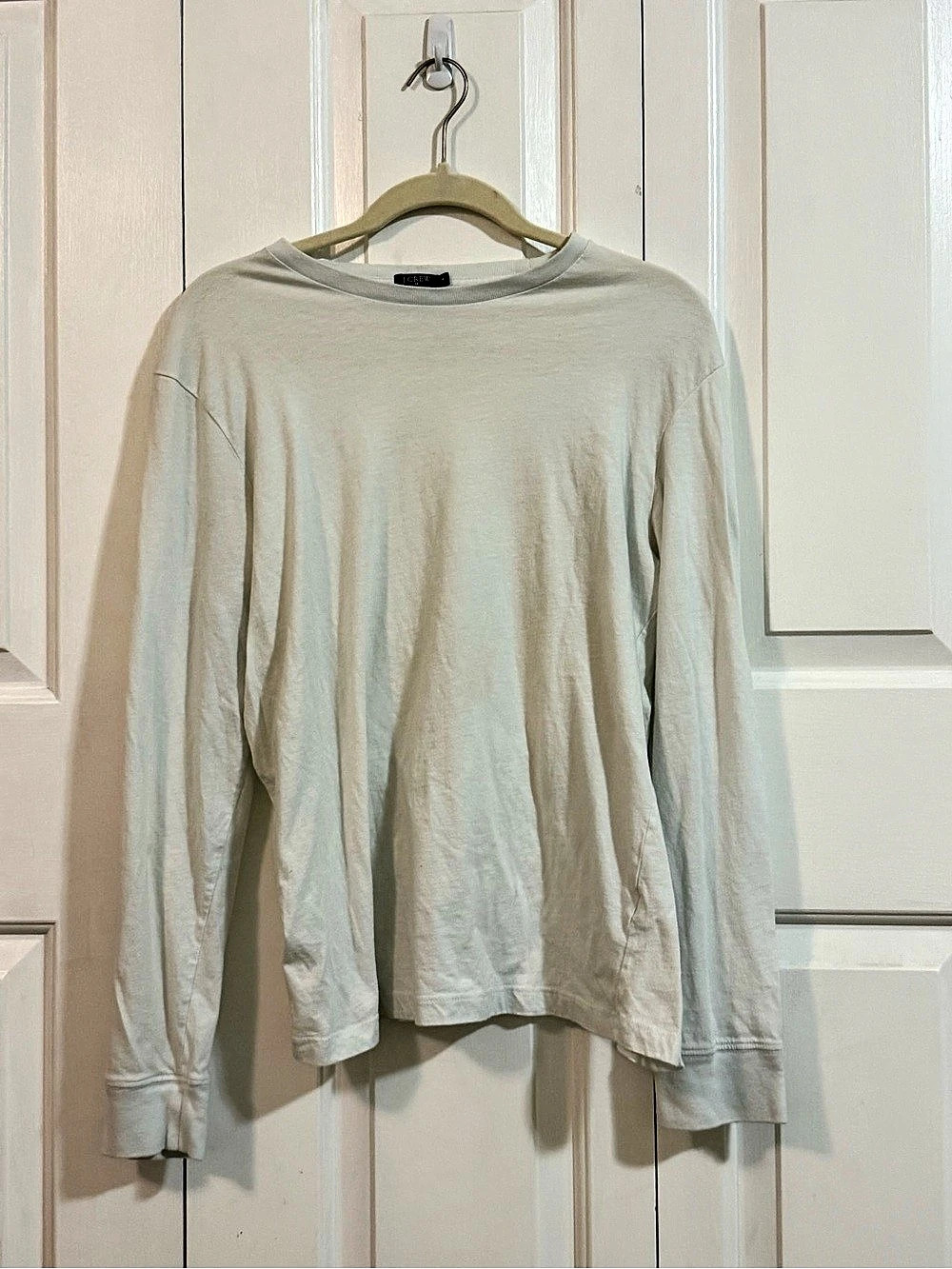 J.Crew 100% cotton Perfect-Fit Long-Sleeve Crewneck T-Shirt white